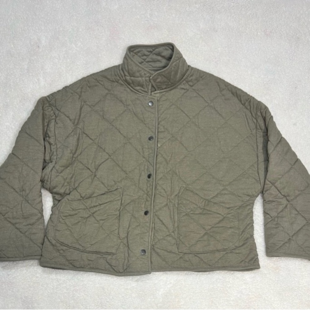 Z Supply Olive Quilted Snap-Front Puffer Jacket